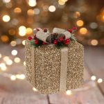 Decoratiune de Craciun, Cadou, din Spuma, cu Panglica, Bej, Conuri,13x13x15cm, DCJ074 - imagine 3