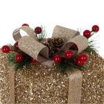 Decoratiune de Craciun, Cadou, din Spuma, cu Panglica, Bej, Conuri,13x13x15cm, DCJ074 - imagine 2