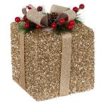 Decoratiune de Craciun, Cadou, din Spuma, cu Panglica, Bej, Conuri,13x13x15cm, DCJ074