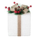 Decoratiune de Craciun, Cadou, din Spuma, Alb, Glitter, Bej, Sampanie,13x13x15cm, DCJ075 - imagine 3