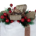 Decoratiune de Craciun, Cadou, din Spuma, Alb, Blana, Bej, Glitter, 13x13x15cm, DCJ078 - imagine 2