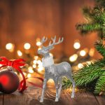 Decoratiune de Craciun, Figura, Cerb, Glitter, Argintiu, Blana, Alba 44cm, DCJ083 - imagine 5