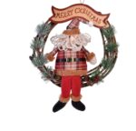 Decoratiune de Craciun, Coroana, Lemn, Mos Craciun, "Merry Christmas",15cm, DCJ091 - imagine 4