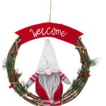 Decoratiune de Craciun, Coronita, Lemn, Gnome, 30cm, DCJ092 - imagine 2