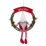 Decoratiune de Craciun, Coronita, Lemn, Gnome, 30cm, DCJ092