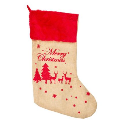 Decoratiune de Craciun, Cizmulita, Bej, Blana, Rosie, 25x38cm, DCJ099