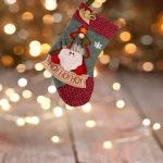 Decoratiune de Craciun, Cizma, Mos Craciun, Verde, Stofa, Rosie, 40CM, DCJ102 - imagine 5