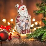 Decoratiune de Craciun, Ornament, Lemn, pentru Poza, Mos Craciun, HoHo, 14cm, DCJ118 - imagine 4