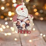 Decoratiune de Craciun, Ornament, Lemn, pentru Poza, Mos Craciun, HoHo, 14cm, DCJ118 - imagine 5