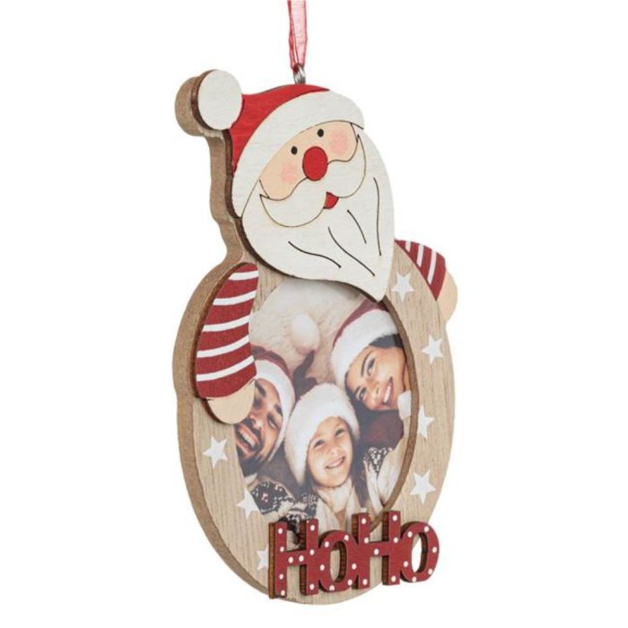 Decoratiune de Craciun, Ornament, Lemn, pentru Poza, Mos Craciun, HoHo, 14cm, DCJ118 - imagine 2