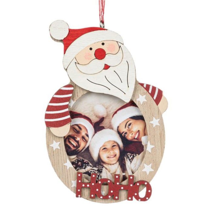 Decoratiune de Craciun, Ornament, Lemn, pentru Poza, Mos Craciun, HoHo, 14cm, DCJ118 - imagine 1