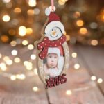 Decoratiune de Craciun, Ornament Brad, Lemn, Poza, Om de Zapada,14.5cm, DCJ119 - imagine 4