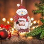 Decoratiune de Craciun, Ornament Brad, Lemn, Poza, Om de Zapada,14.5cm, DCJ119 - imagine 5