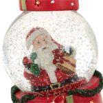 Decoratiune de Craciun, Glob Lichid, cu Cadou, Mos Craciun, Cutie Rosie, 10cm, DCJ122 - imagine 2