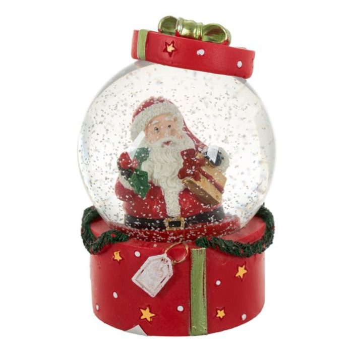 Decoratiune de Craciun, Glob Lichid, cu Cadou, Mos Craciun, Cutie Rosie, 10cm, DCJ122 - imagine 3