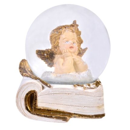 Decoratiune de Craciun, Glob Lichid, Ingeras, Carte,12.5cm, DCJ123