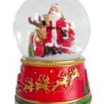 Decoratiune de Craciun, Glob de Zapada, Muzical, Mos Craciun, Cerb, 13 cm, DCJ124 - imagine 2
