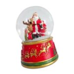 Decoratiune de Craciun, Glob de Zapada, Muzical, Mos Craciun, Cerb, 13 cm, DCJ124 - imagine 5