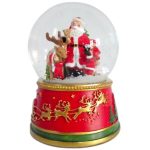 Decoratiune de Craciun, Glob de Zapada, Muzical, Mos Craciun, Cerb, 13 cm, DCJ124