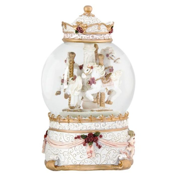 Decoratiune de Craciun, Glob Lichid, Muzical, Carusel, 17cm, DCJ127 - imagine 1