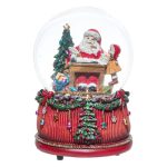 Decoratiune de Craciun, Glob Lichid, Muzical, Moş Craciun, Birou, 14cm, DCJ128