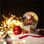 Decoratiune de Craciun, Glob Lichid, Muzical, Mos Craciun, Cerb, 14cm, DCJ132 - imagine 2