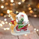 Decoratiune de Craciun, Glob Lichid, Sanie cu Cerb & Mos Craciun, cu Brad, 11cm, DCJ137 - imagine 5