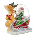 Decoratiune de Craciun, Glob Lichid, Sanie cu Cerb & Mos Craciun, cu Brad, 11cm, DCJ137 - imagine 3