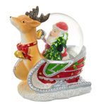 Decoratiune de Craciun, Glob Lichid, Sanie cu Cerb & Mos Craciun, cu Brad, 11cm, DCJ137