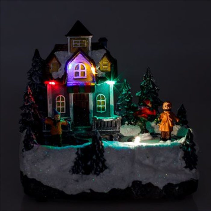Decoratiune de Craciun, Copii la Patinaj, cu Lumina & Miscare, 17x10x17cm, DCJ148 - imagine 5