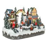 Decoratiune de Craciun, Magazine, cu Copii, Mos Craciun, Lumina & Miscare, 33x18x19cm, DCJ149 - imagine 5