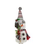 Decoratiune de Craciun, Figura, Om de Zapada, Alb, Gri, Lopata, 75cm, DCJ157 - imagine 6