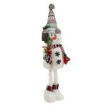 Decoratiune de Craciun, Figura, Om de Zapada, Alb, Gri, Lopata, 75cm, DCJ157 - imagine 4