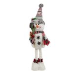 Decoratiune de Craciun, Figura, Om de Zapada, Alb, Gri, Lopata, 75cm, DCJ157