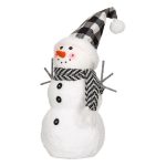 Decoratiune de Craciun, Figura, Om de Zapada, Negru, Alb, Carouri ,Caciula, Fular, 48cm, DCJ160 - imagine 3
