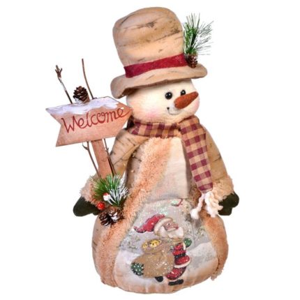 Decoratiune de Craciun, Figura, Om de Zapada, cu Tablita, ”Welcome”, 37cm, DCJ163