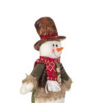 Decoratiune de Craciun, Figura, Om de Zapada, Sacou, Verde, Palarie, Maro, 41cm, DCJ164 - imagine 5