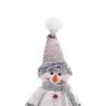 Decoratiune de Craciun, Figurina, Om de Zapada, Ecru, Blana, Artificiala, Caciula, Roz, 30cm, DCJ170 - imagine 5