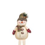 Decoratiune de Craciun, Figurina, Om de Zapada, Ecru, Caciula, cu Carouri, 32cm, DCJ174 - imagine 5