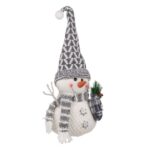 Decoratiune de Craciun, Figurina, Om de Zapada, Caciula, Alba, Gri, Fular, 53cm, DCJ175 - imagine 3