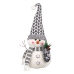 Decoratiune de Craciun, Figurina, Om de Zapada, Caciula, Alba, Gri, Fular, 53cm, DCJ175