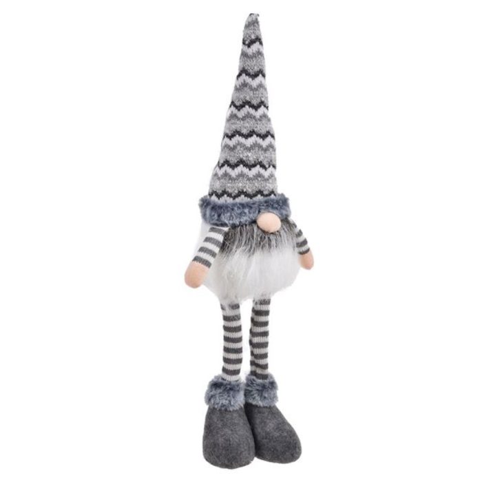 Decoratiune de Craciun, Figurina,  Gnome, de Craciun, cu Barba, Caciula, Gri, 50cm, DCJ177 - imagine 3