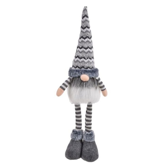 Decoratiune de Craciun, Figurina,  Gnome, de Craciun, cu Barba, Caciula, Gri, 50cm, DCJ177 - imagine 1