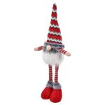 Decoratiune de Craciun, Figurina,  Gnome, de Craciun, cu Barba, Caciula, Rosie, cu Gri, 50cm, DCJ178 - imagine 5