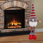 Decoratiune de Craciun, Figurina,  Gnome, de Craciun, cu Barba, Caciula, Rosie, cu Gri, 50cm, DCJ178 - imagine 2