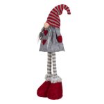 Decoratiune de Craciun, Figurina, Gnome, de Craciun, Codite, Rochie, Rosie, 51cm, DCJ179 - imagine 5