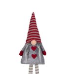 Decoratiune de Craciun, Figurina, Gnome, de Craciun, Codite, Rochie, Rosie, 51cm, DCJ179 - imagine 4