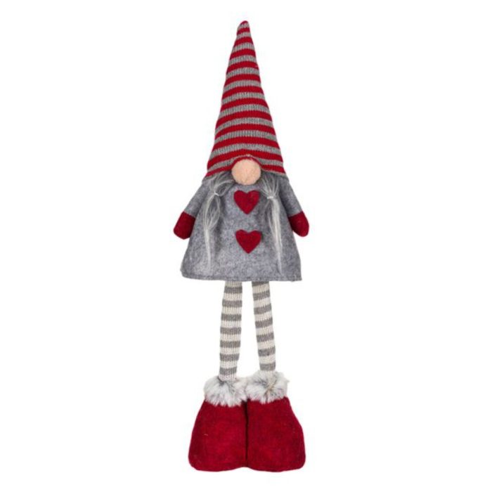 Decoratiune de Craciun, Figurina, Gnome, de Craciun, Codite, Rochie, Rosie, 51cm, DCJ179 - imagine 1
