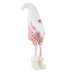 Decoratiune de Craciun, Figurina, Gnome, Roz, Catifelat, Caciula, Tricotata, 29.5cm, DCJ184 - imagine 5