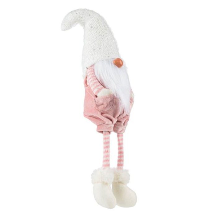 Decoratiune de Craciun, Figurina, Gnome, Roz, Catifelat, Caciula, Tricotata, 29.5cm, DCJ184 - imagine 5